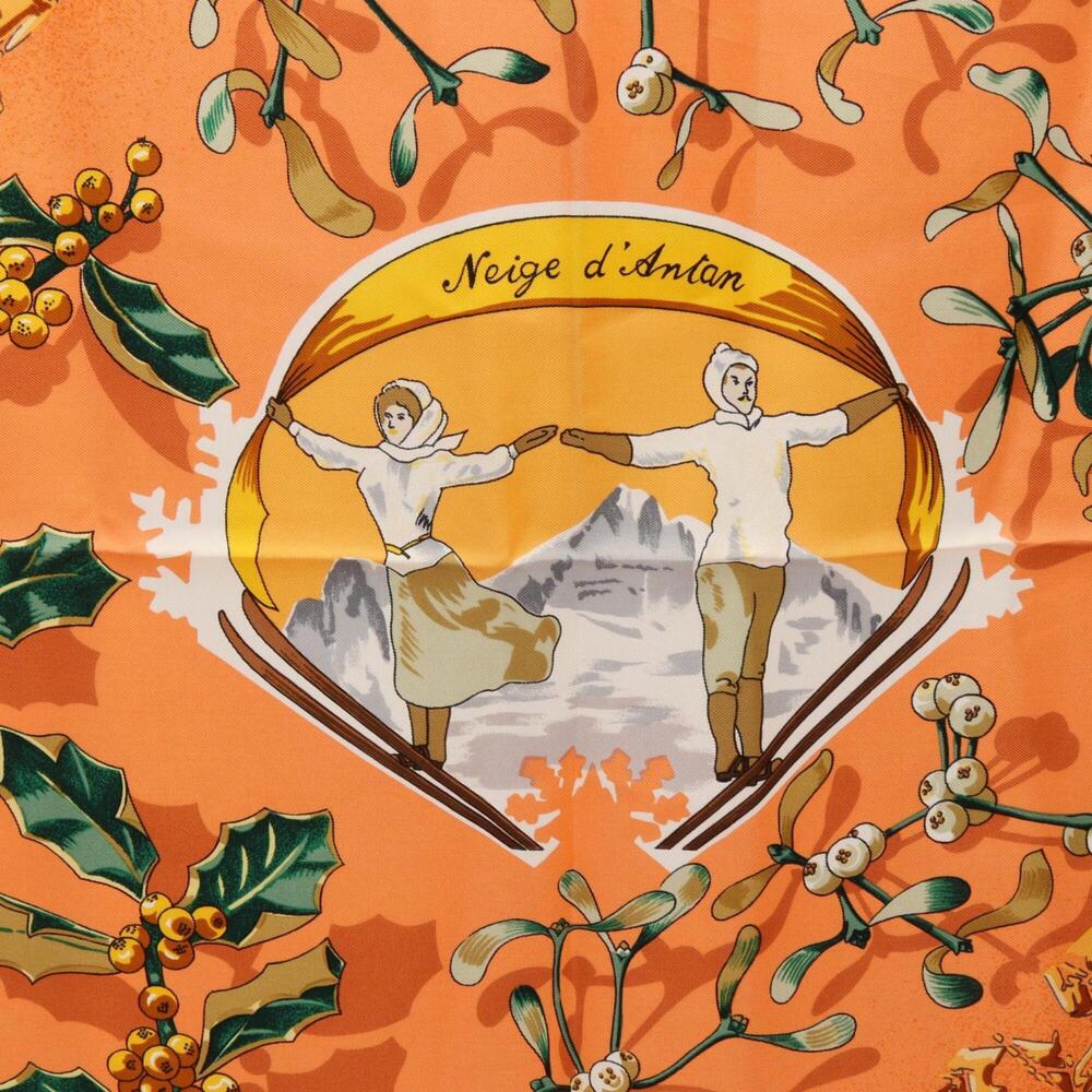 HERMES Orange Silk Scarf - Picture 4 of 9